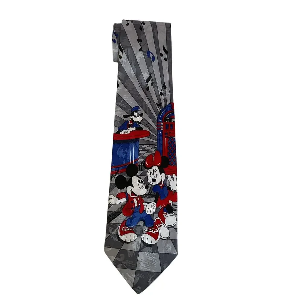 Vintage Disney Mickey Minnie Tie 90s Cartoon Jukebox Novelty Mickey Unlimited